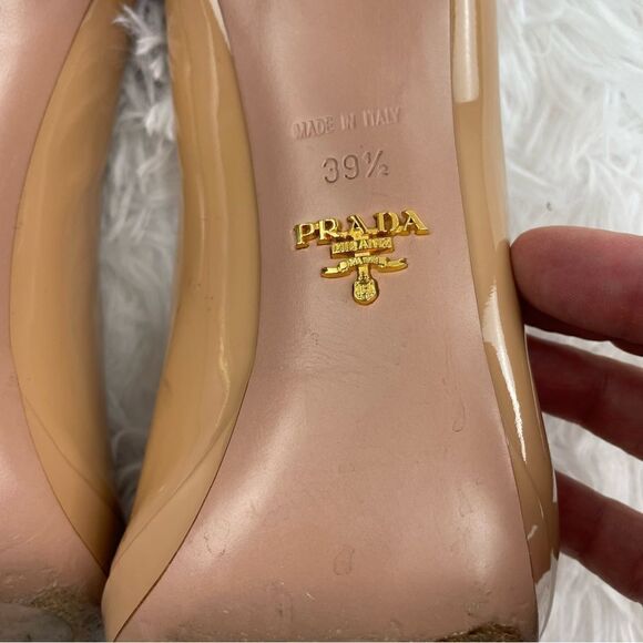 Prada Patent Leather Peep Toe Stiletto Heel Pumps - Picture 9 of 10